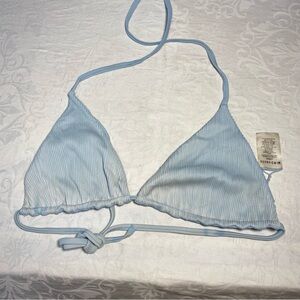 Koana Swim Ribbed Ombre Cloud Pastel Blue Triangle Bikini Top Halter Tie Large